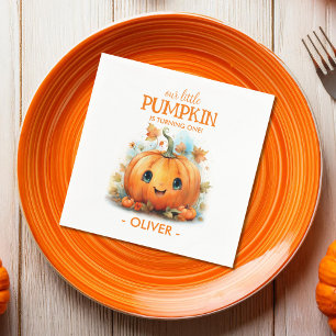 Cute Little Pumpkin Birthday Napkin