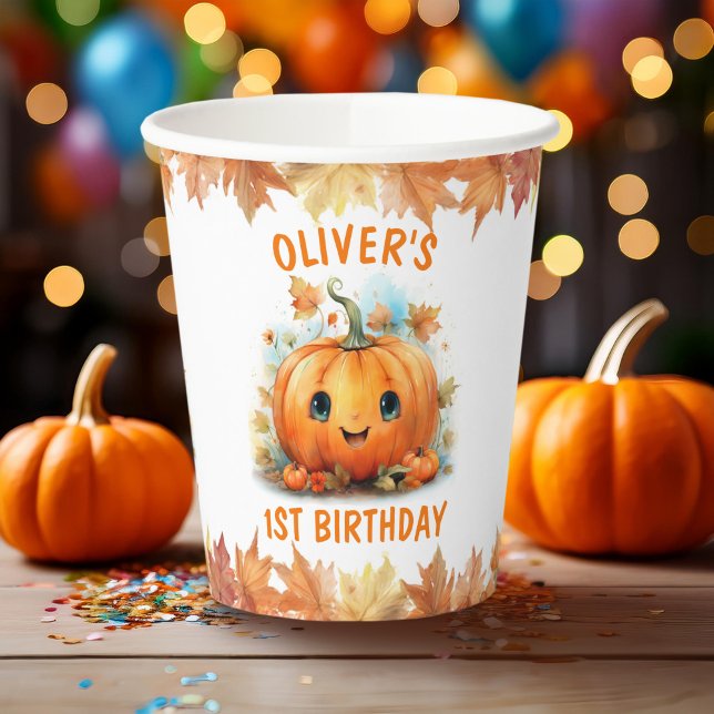 Cute Little Pumpkin Birthday Party Paper Cups (Creator Uploaded)