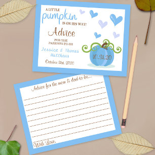 Cute Little Pumpkin Boys Baby Shower Advice Cards