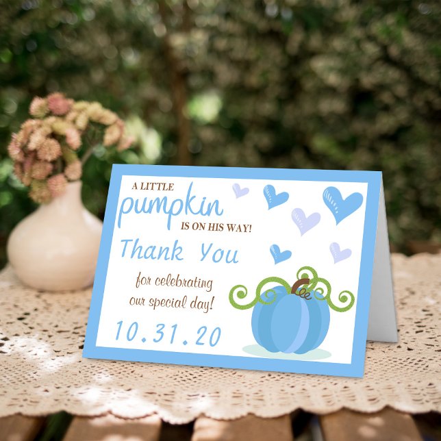 Cute Little Pumpkin Boys Baby Shower Thank You Card (Creator Uploaded)