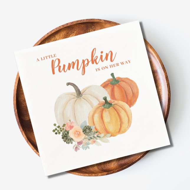 Cute Little Pumpkin Burnt Orange Baby Shower Napkin (Creator Uploaded)