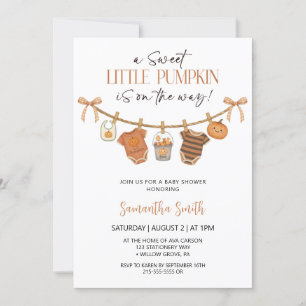 Cute Little Pumpkin Clothes Autumn Baby shower Invitation