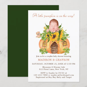 Cute Little Pumpkin Couples Baby Shower Invitation