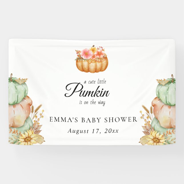 Cute Little Pumpkin Fall Baby Shower Banner (Horizontal)