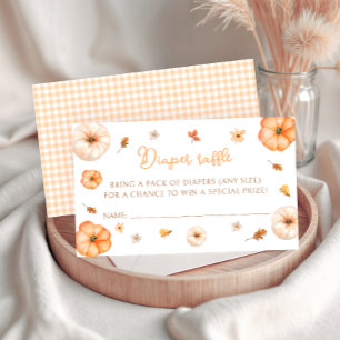 Cute Little Pumpkin Fall Baby Shower Diaper Raffle Enclosure Card