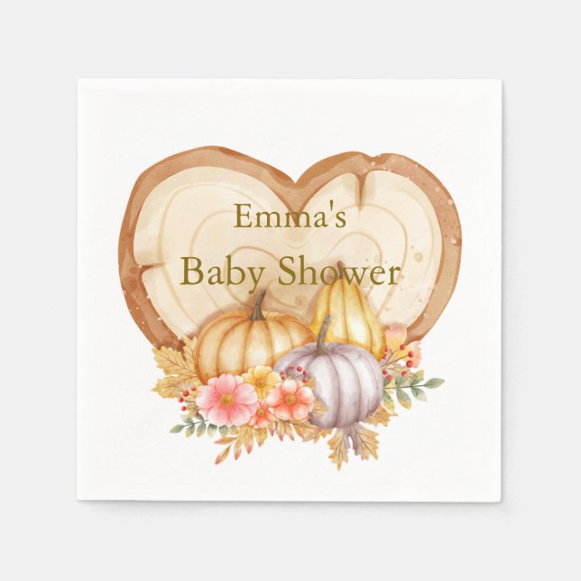 Cute Little Pumpkin Fall Baby Shower Napkin (Front)