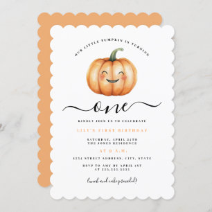 Cute Little Pumpkin First Birthday Party Invitation