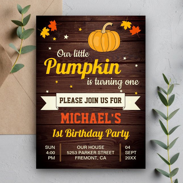 Cute Little Pumpkin First Birthday Party Invitation (Creator Uploaded)