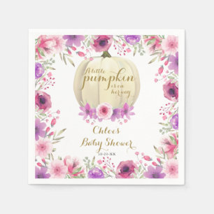 Cute Little Pumpkin Floral Baby Shower Napkin