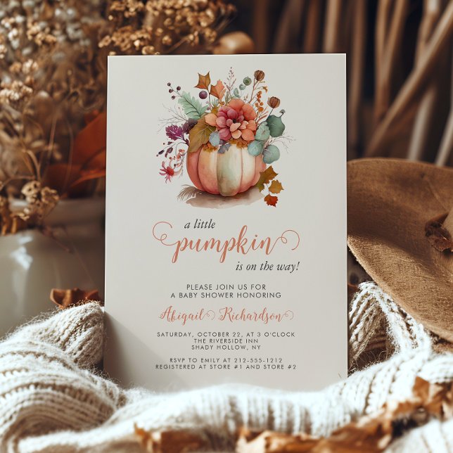Cute Little Pumpkin Floral Fall Baby Shower Invitation (Creator Uploaded)