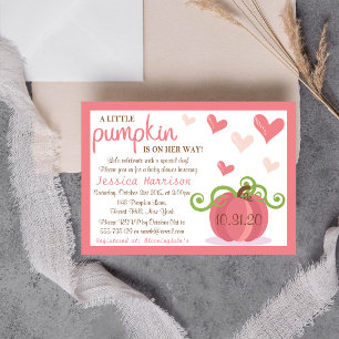 Cute Little Pumpkin Girls Baby Shower Invitation