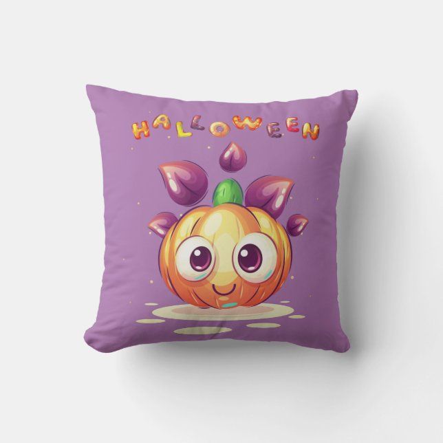 Cute Little Pumpkin Halloween Coloured Cushion (Front)