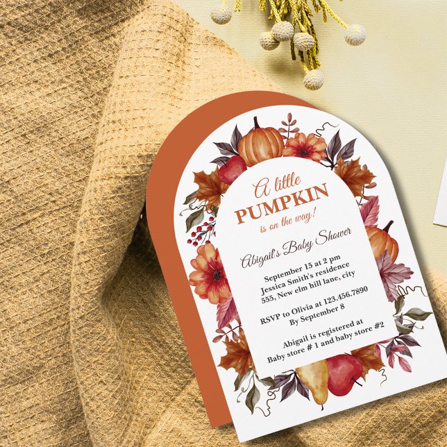 Cute Little Pumpkin Is On The Way Baby Shower  Invitation (Creator Uploaded)