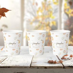 Cute Little Pumpkin Nursery Baby Girl Shower Paper Cups