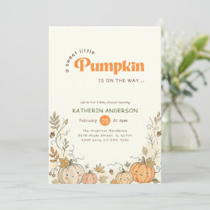 Cute Little Pumpkin on the Way Baby Shower Invitation