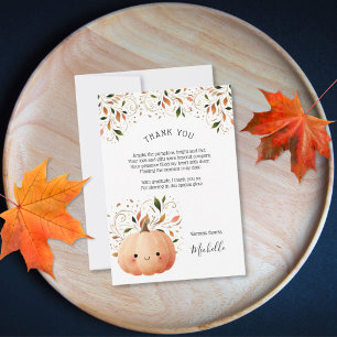 Cute Little Pumpkin on the Way Fall Baby Shower Thank You Card