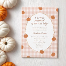 Cute Little Pumpkin on the Way Gingham Baby Shower