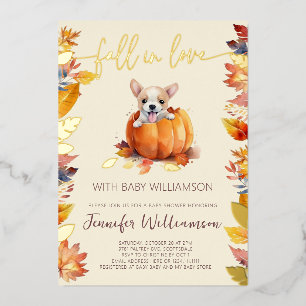 Cute Little Pumpkin Puppy Fall in Love Baby Shower