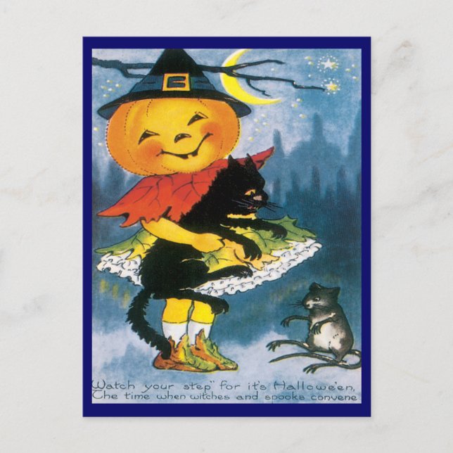 Cute Little Pumpkin Vintage Postcard (Front)