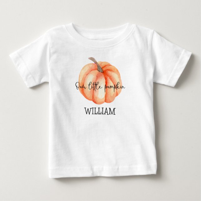 Cute Little Pumpkin Watercolor Baby Shower Baby T-Shirt (Front)