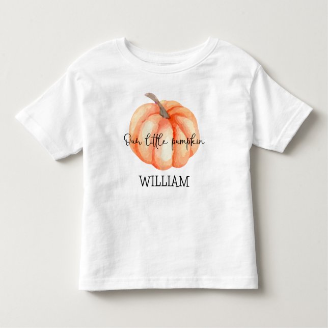 Cute Little Pumpkin Watercolor Baby Shower Toddler T-Shirt (Front)