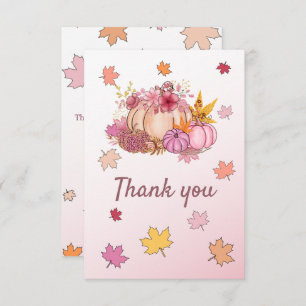 Cute Little Pumpking Spice &Nice Pink Fall in Love Thank You Card