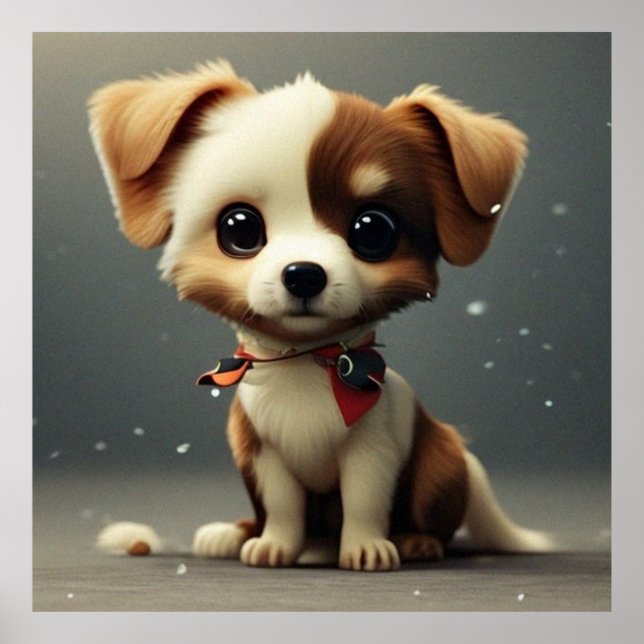 Cute little puppy dog brown and white poster (Front)