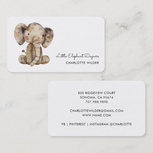 Cute Little Raccoon Daycare Business Card (Front/Back)