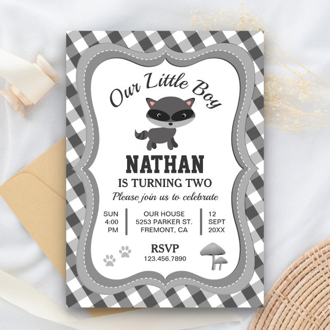 Cute Little Racoon Kids Birthday Party Invitation (Creator Uploaded)