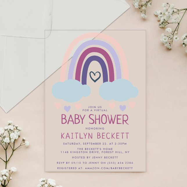 Cute Little Rainbow Baby Shower Acrylic Invitations (Creator Uploaded)