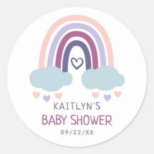 Cute Little Rainbow Baby Shower Classic Round Sticker