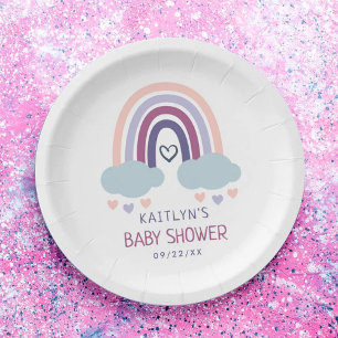 Cute Little Rainbow Baby Shower Paper Plate