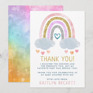 Cute Little Rainbow Baby Shower Thank You Card