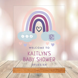 Cute Little Rainbow Baby Shower Welcome Acrylic Sign