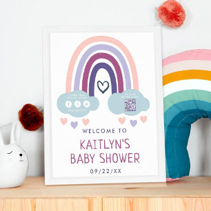 Cute Little Rainbow Baby Shower Welcome Poster