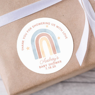 Cute Little Rainbow Boho Baby Shower Thank You Classic Round Sticker