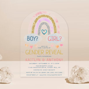 Cute Little Rainbow Gender Reveal Party Acrylic Invitations