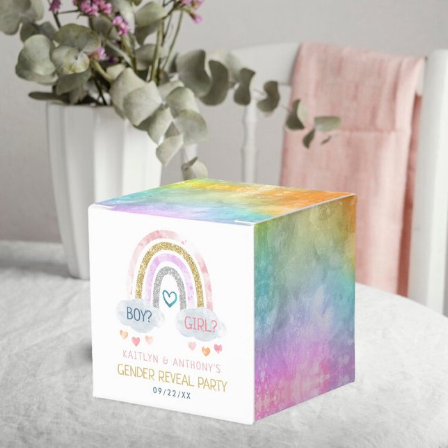 Cute Little Rainbow Gender Reveal Party Favour Box (Creator Uploaded)