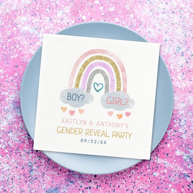 Cute Little Rainbow Gender Reveal Party Napkin (Creator Uploaded)