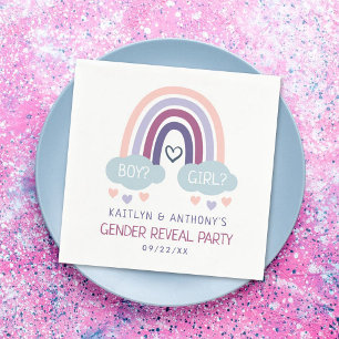 Cute Little Rainbow Gender Reveal Party Napkin