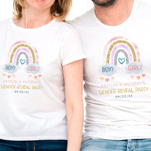 Cute Little Rainbow Gender Reveal Party T-Shirt