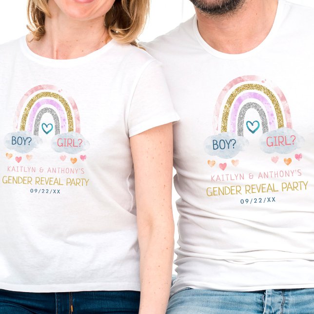 Cute Little Rainbow Gender Reveal Party T-Shirt (Creator Uploaded)