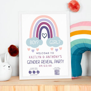 Cute Little Rainbow Gender Reveal Party Welcome Poster