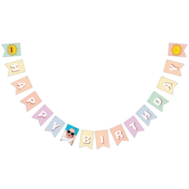 Cute Little Rainbow Sunshine Happy Birthday Party Bunting (All)