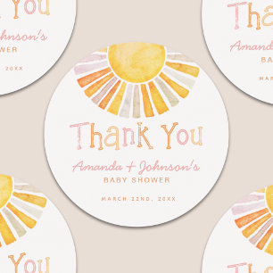 Cute Little Ray of Sunshine Baby Shower Classic Round Sticker