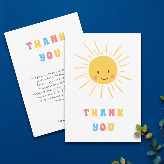 Cute Little Ray of Sunshine Baby Shower Thank You Card (Creator Uploaded)