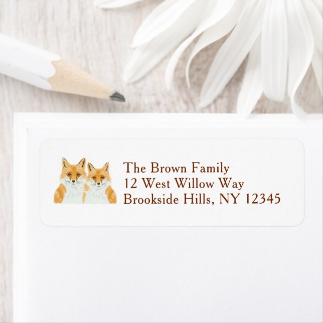 Cute Little Red Fox - custom return address label. Label (Insitu)