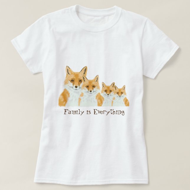 Cute Little Red Fox - family text transparent. T-Shirt (Design Front)