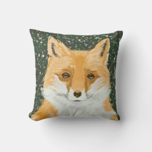 Cute Little Red Fox - in the snow. Cushion