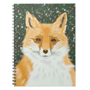 Cute Little Red Fox - in the snow.  Notebook